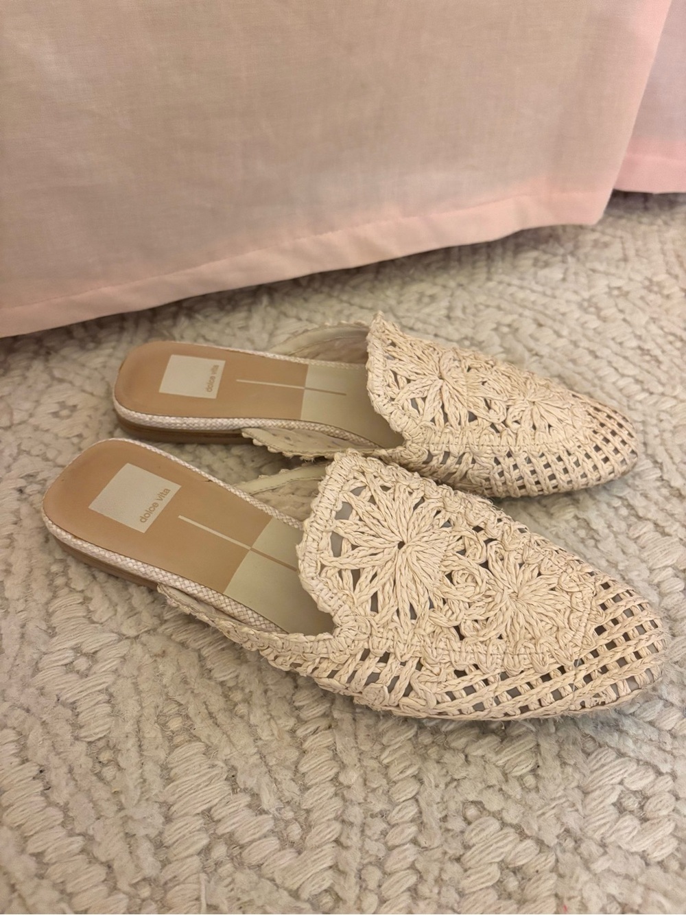 Dolce Vita Cream Crochet Slip-On Mules